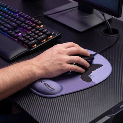 tapis de souris ergonomique antiderapant chat mauve homme clavier