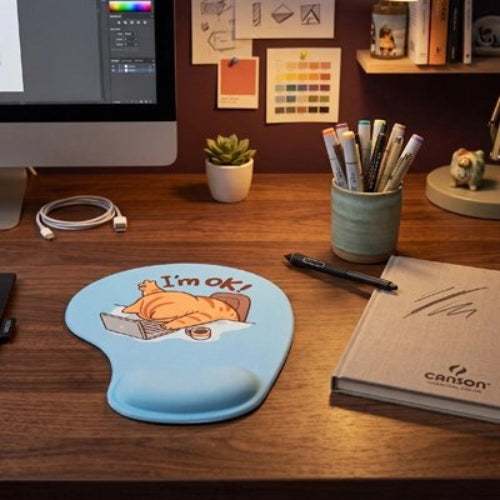 tapis de souris ergonomique antiderapant crayon bleu
